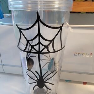 Spider Web Clear Tumbler with Lid